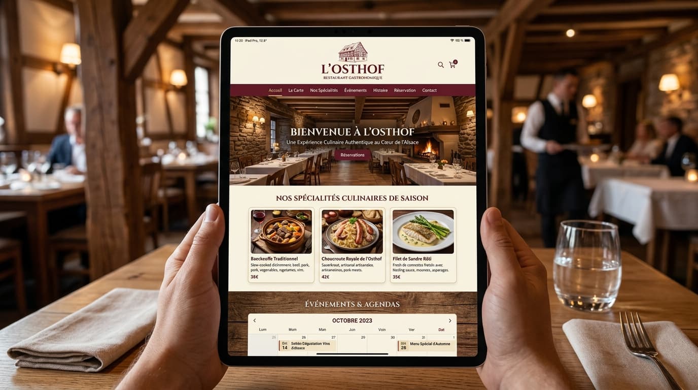Site du restaurant L'Osthof, réalisé par NetWave Studio